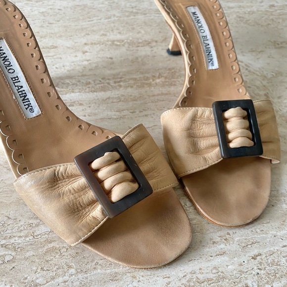 Manolo Blahnik Tan Slide Sandals - Picture 5 of 8